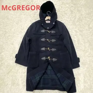 90s 맥레거 더플 코트 타탄 체크 네이비 울 L