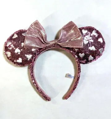 미니 머리띠 스팽글 하트 무늬 핑크 TDL