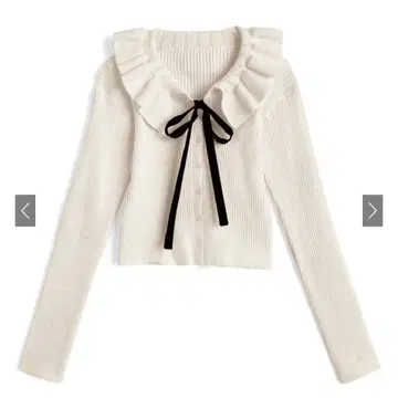 그레일 GRL 프릴 칼라 리본 리브 니트 가디건[an1804]