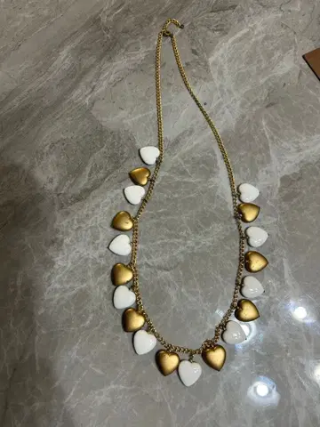 하트형 펜던트 목걸이 화이트 골드