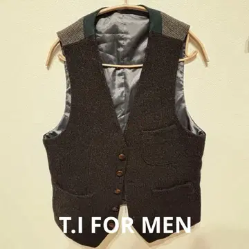 T.I FOR MEN 브라운 트위드 베스트 M 사이즈