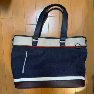 LiBERTO 데님풍 토트백 네이비