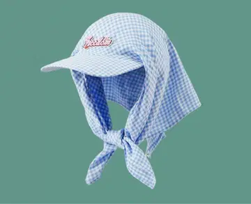 스카프 캡 스카이블루 깅엄 체크