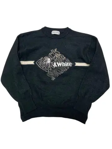 Black & White 크루넥 스웨터 남성용 M 골프 스포츠 구제 의류