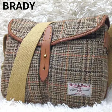 새상품급 브레디 스토어 숄더백 브라운 해리스 트위드 가죽