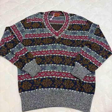 MISSONI UOMO V넥 니트 스웨터 80년대 구제 의류 빈티지