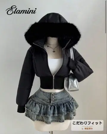 블랙 블랙 다운 코트 후드 자켓 허리 SHEIN