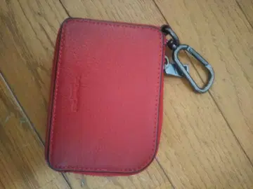 가죽 키케이스 빨간색 카라비너 포함