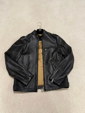 블랙 가죽 싱글 라이더 자켓