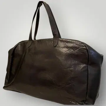 Y's 와이즈 우먼 천연 가죽 보스턴형 토트백 블랙 가로 와이드