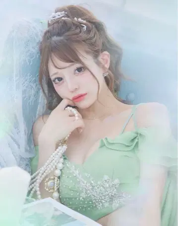 Sugar 민트 그린 오프숄더 드레스 세트