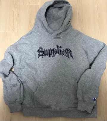 Supplier 로고 자수 그레이 후드티