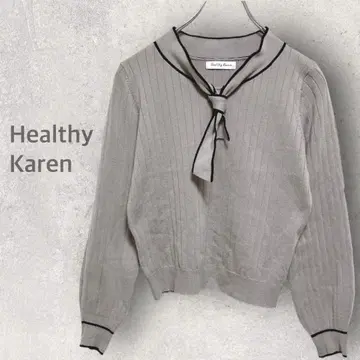 [헬시 카렌] 세일러 카라 리브 니트탑 M 사이즈 세련되고 귀여운