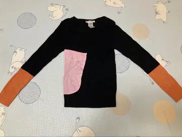 TSUMORI CHISATO 컬러 블록 긴팔 니트 변형 포켓 고양이 패턴