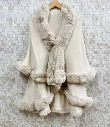 2단 에코 퍼 망토 케이프