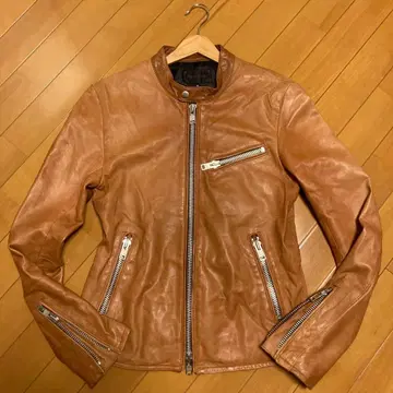 마더라이선스 브라운 가죽 자켓 양가죽 싱글 라이더 새상품급