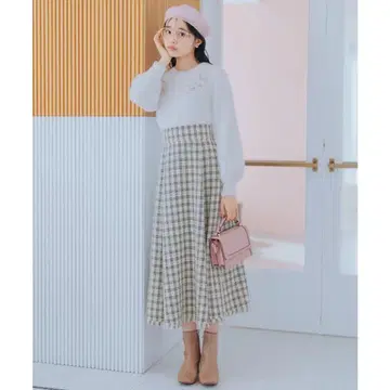 willselection 프린지 체크 무늬 스커트 택 포함