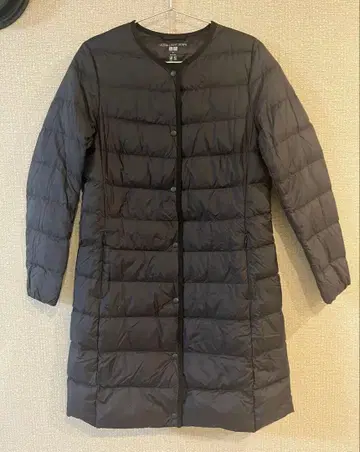 유니클로 노카라 울트라 라이트 컴팩트 롱 다운 코트 M