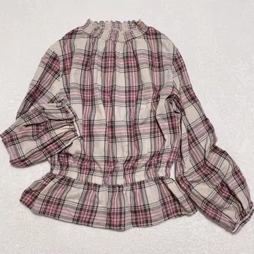 에스타코트 체크 프릴 블라우스 페플럼 Y2K 헤이세이 그런지 M