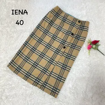 이에나 [ L ] 타탄 체크 울 스커트 사이드 버튼 랩 스타일