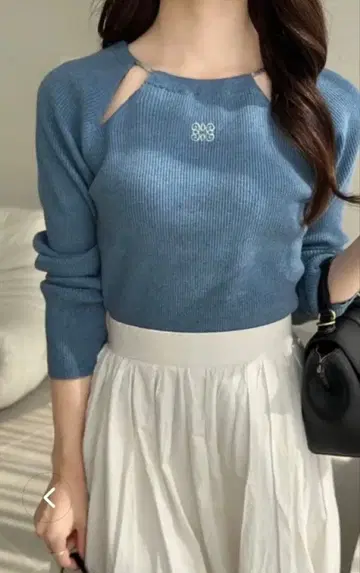 택 포함 새상품 Mily Bilet 미위비렛 테이프 리본 니트 블루