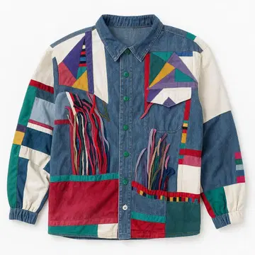 멀티 컬러 데님 테일러드 자켓
