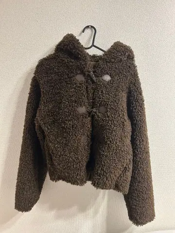 ZARA 후드 부착 브라운 보아 자켓 S/M