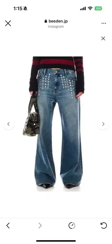 BEEDEN METAL STUDS SEMI LOOSE DENIM
