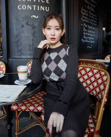 Herlipto Moor Argyle Ribbon Knit Dress