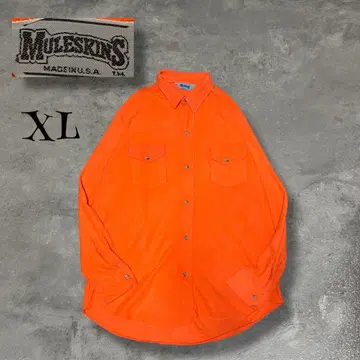 [레어 컬러] Muleskins USA제 형광 오렌지 아크릴 셔츠 XL