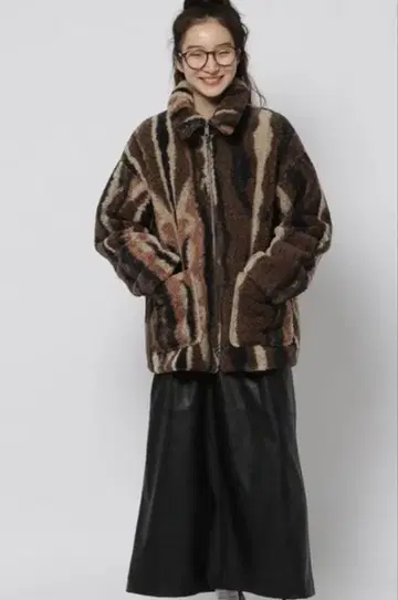 niko and - 믹스 보아 ZIP 자켓 (브라운)