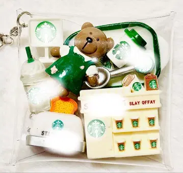 가챠 묶음 판매 데코 부품 카페 화이트 계열 곰 파우치 키링