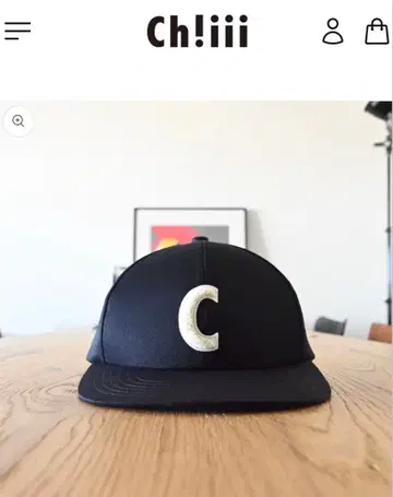 C 로고 자수 블랙 야구 모자