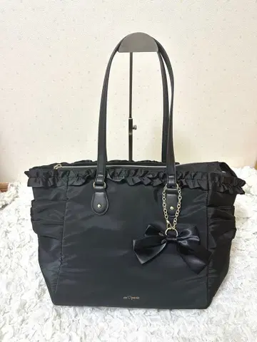 아오키 미사코 x 시마무라 m petit 프릴 리본 토트백 블랙