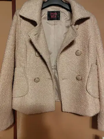 핑크 믹스 더블 브레스트 자켓 베이지