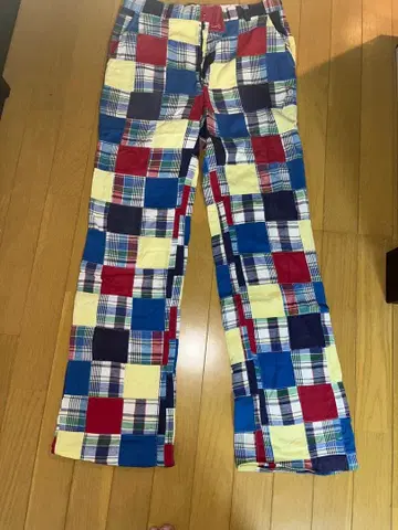 체크 무늬 패치워크 팬츠