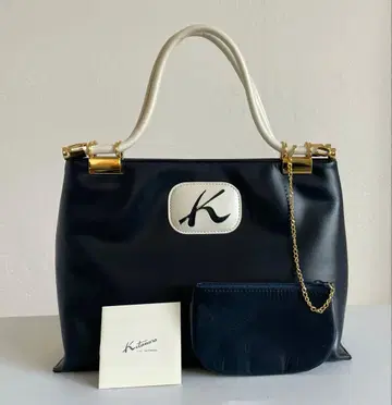 키타무라 핸드백 파우치 포함 골드 금장 장식 로고 바이컬러 세레모니