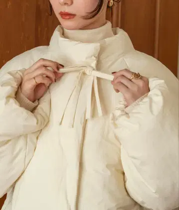 충전솜 리본 미들 코트 hinari