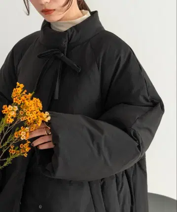 충전솜 리본 미들 코트 hinari