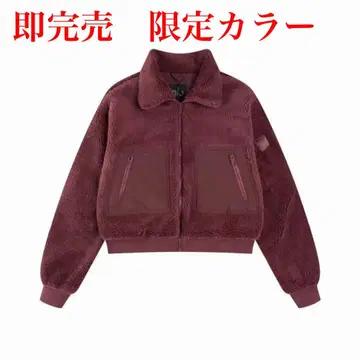 ALO YOGA 플리스 자켓 크롭 와인 레드