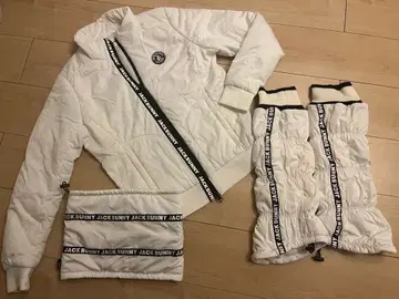 JACK BUNNY 다운 자켓 화이트 0 넥 레그 워머 세트