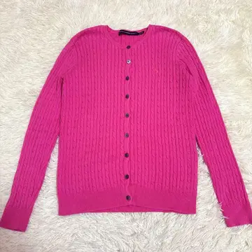 랄프 로렌 스포츠 코튼 케이블 가디건 핑크