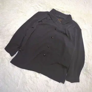 빅 사이즈 긴팔 셔츠(15) 블랙 무지 파워 숄더 가슴 액세서리