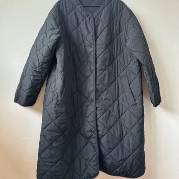 GU 블랙 퀼팅 자켓 롱 기장