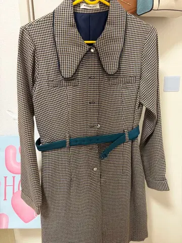 REDYAZEL 체크 무늬 긴팔 원피스