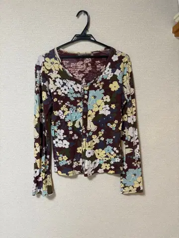 45rpm 꽃무늬 긴팔 티셔츠 버튼 포함