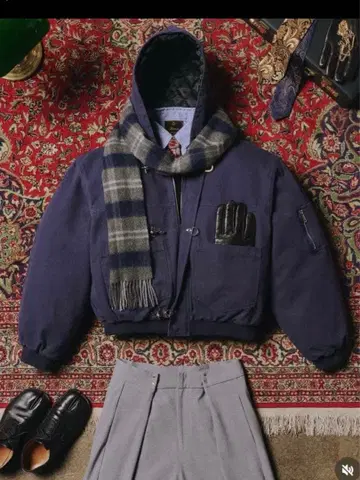 신조 브랜드 봄버 워크웨어 재킷 네이비