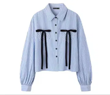 [ 완판 ] Ria 리본 하트 스트라이프 셔츠