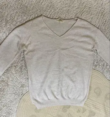LOUNIE Selection 베이지 V넥 캐시미어 100% 니트 F