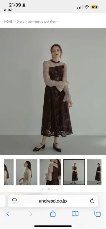 ANDRESD 버건디 드레스